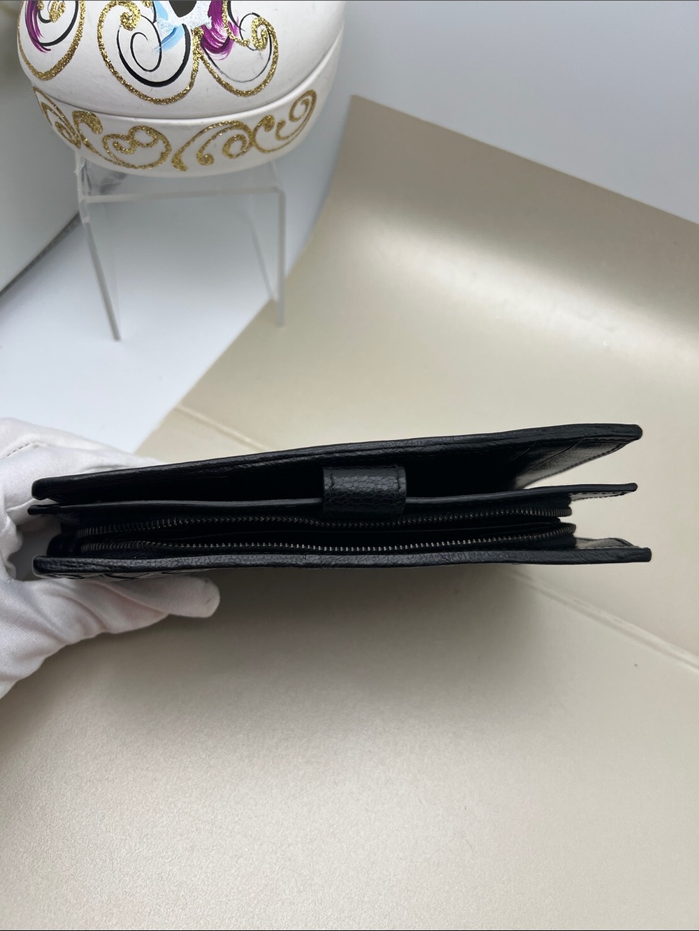 Bottega Veneta Intrecciato Snap Closure Black/Silver Woven Leather Bifold Wallet - Picture 17 of 17